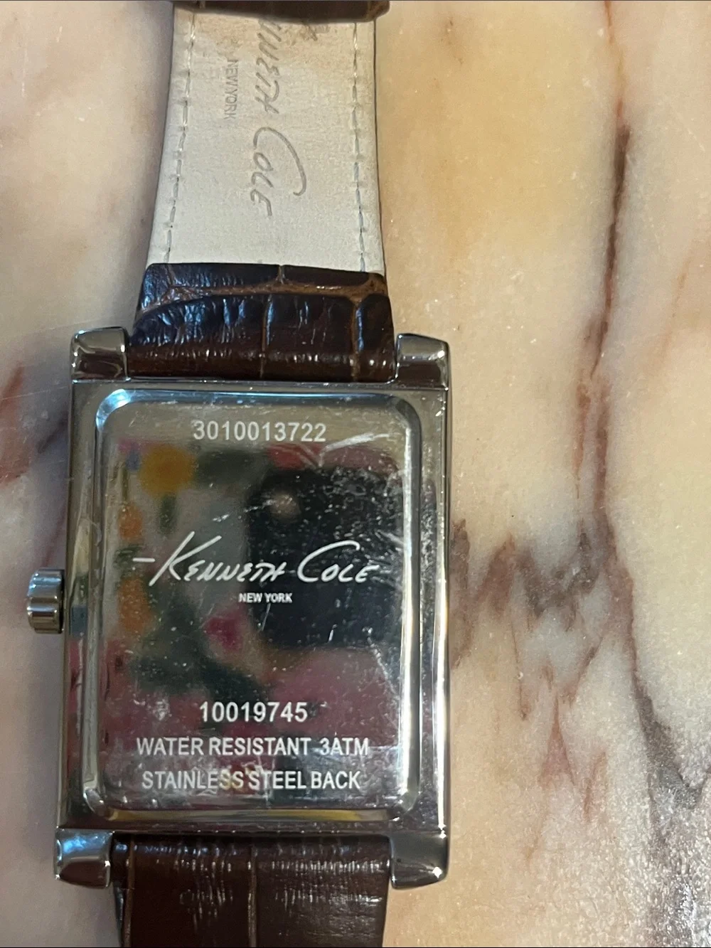 Kenneth Cole New York Brown Leather Strap Men’s Watch with Silver Case